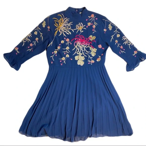 green emerald velvet dress Rent Asos Edition Puff Sleeve Midi Dress With Cut Out Back And Beaded  Embroidery In Blue